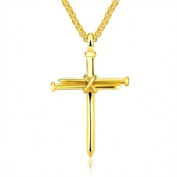 ❤️Stainless Steel Chain Cross Pendant Necklace , N90201P106 - Picture 3 of 6